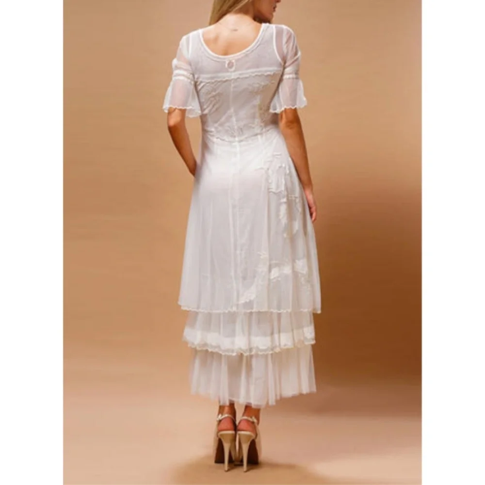 NWT Nataya White Romance Dress Gown S M L - Picture 2 of 5